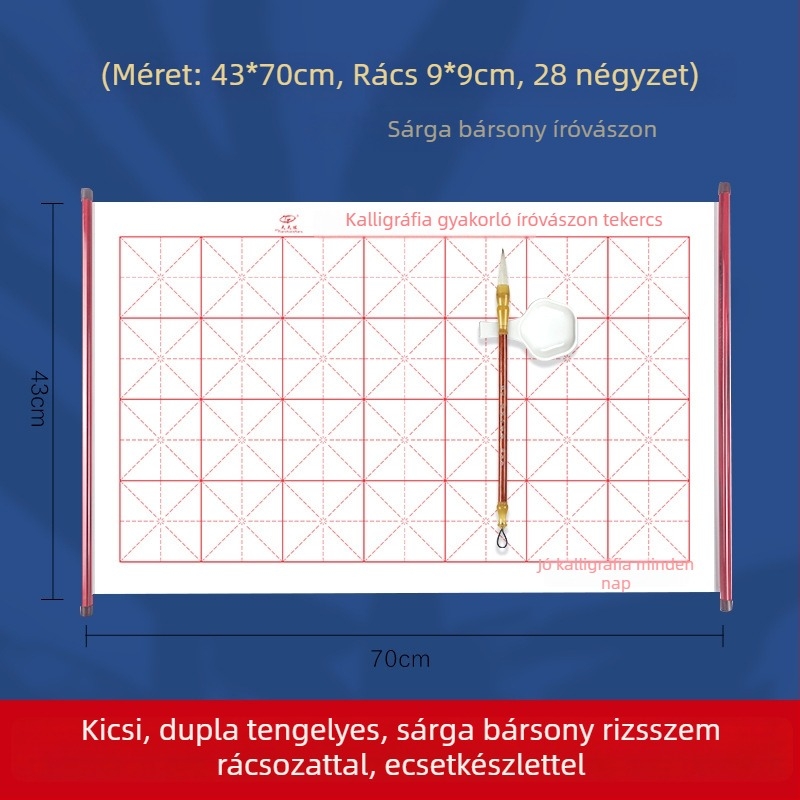 Kezdő kaligráfia gyakorló készlet vízzel írható textíliával, nem szőtt anyagból, rizs mintázatú rácsos tekercs