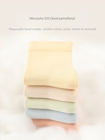 Újszülött seamless zokni 100% pamutból, egyszínű, középhosszú szárú, lélegző, uniszex, tavasz-őszi-téli