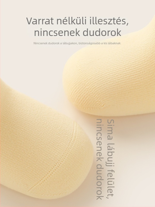 Újszülött seamless zokni 100% pamutból, egyszínű, középhosszú szárú, lélegző, uniszex, tavasz-őszi-téli