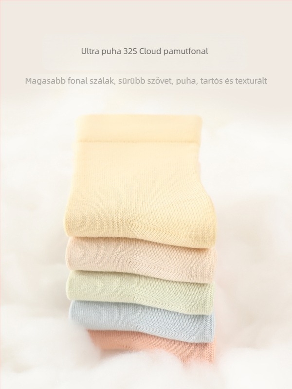 Újszülött seamless zokni 100% pamutból, egyszínű, középhosszú szárú, lélegző, uniszex, tavasz-őszi-téli