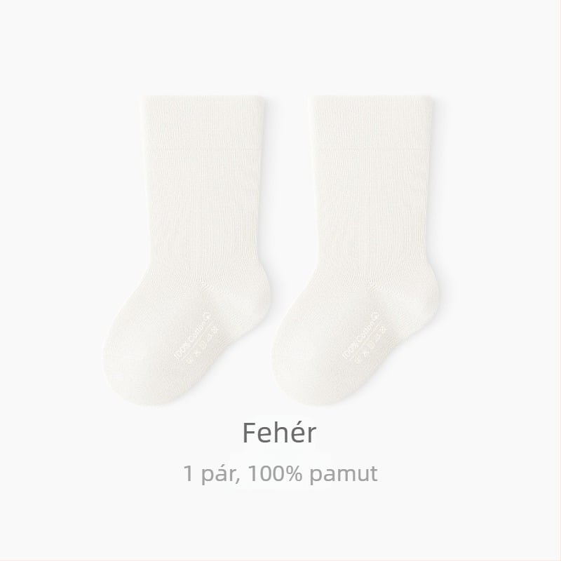 Újszülött seamless zokni 100% pamutból, egyszínű, középhosszú szárú, lélegző, uniszex, tavasz-őszi-téli