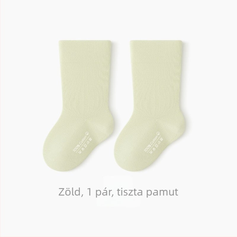 Újszülött seamless zokni 100% pamutból, egyszínű, középhosszú szárú, lélegző, uniszex, tavasz-őszi-téli
