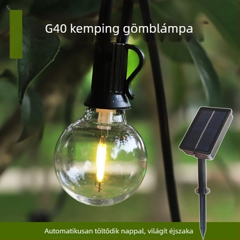 G40 LED napelemes kültéri fényfüzér kerthez és udvarhoz – retro gömb dekoráció