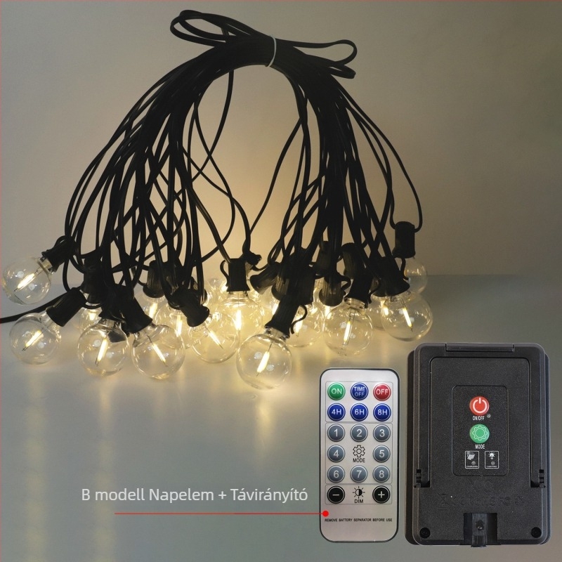 G40 LED napelemes kültéri fényfüzér kerthez és udvarhoz – retro gömb dekoráció
