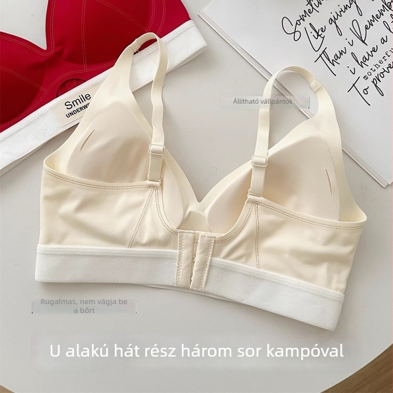 Drót nélküli melltartó kis keblekhez, mély V-dekoltázs, puha gélelmű támasz, emelés, oldalsó formázás, nincs ac, 3/4 kosár, vékony formázott kosár, rögzített vállpántok, hátul három soros zár