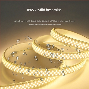 Kültéri 220V IP65 LED-szalag, 348 LED/m, 22W, 180° fényszög, egyszínű, 2835 SMD, erőteljes architekturális világítás alagutakhoz és hidakhoz