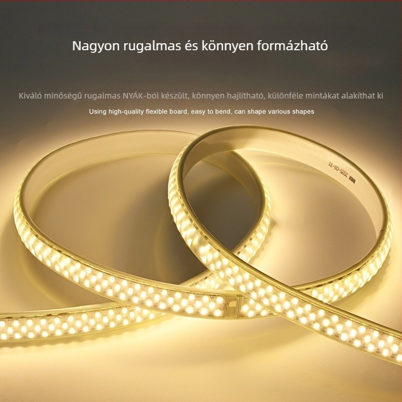 Kültéri 220V IP65 LED-szalag, 348 LED/m, 22W, 180° fényszög, egyszínű, 2835 SMD, erőteljes architekturális világítás alagutakhoz és hidakhoz