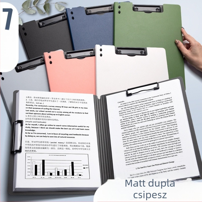 A4-es vastagított klipbord dupla csíptetővel — többfunkciós dokumentum- és írófelület