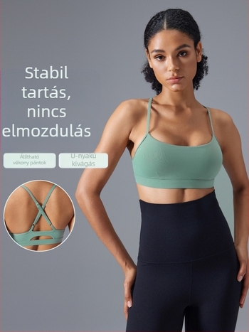 Fitnesz push-up sportmelltartó, állítható vállpántokkal, keresztbe háti kialakítás, légáteresztő jóga melltartó D25108