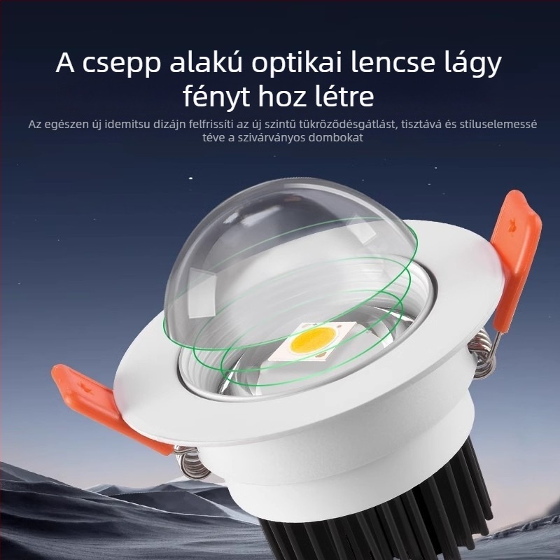 Kettős rétegű anti‑glare LED spotlámpa, szivárvány-domb alakú, beépített falmosó LED világítás a nappaliba