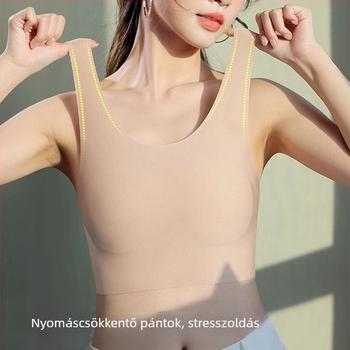 Varrásmentes, mellény-stílusú melltartó nőknek, lélegző, nude megjelenés, 3/4 kosár, formázott kosár