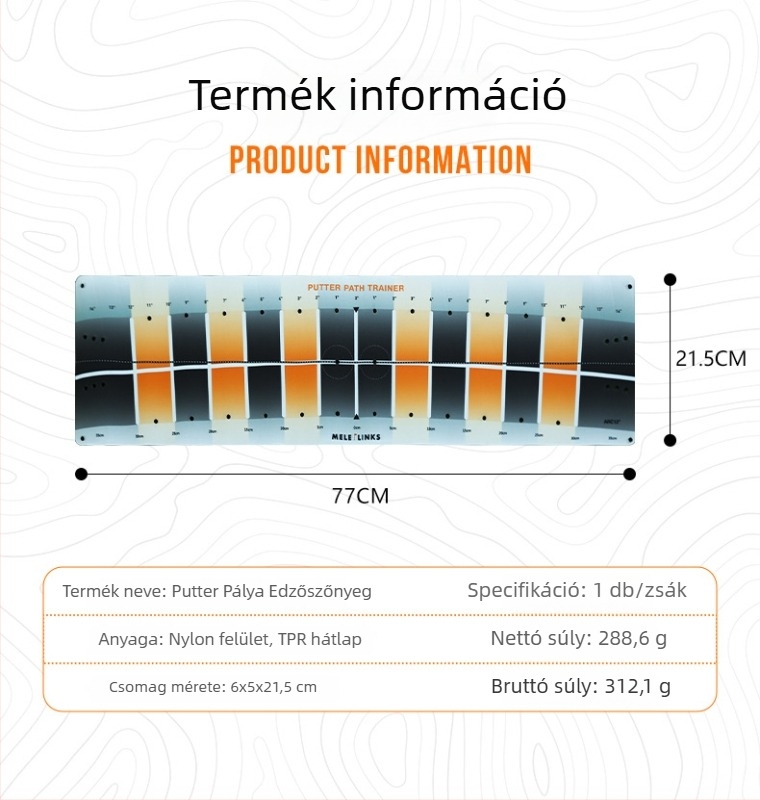 Melelinks golf putting track mat – edzőeszköz ütéshez, alátét, logó testreszabás