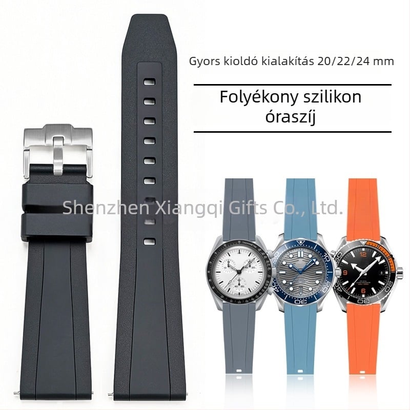 Omega Seamaster 300 folyékony szilikon óraszíj gyorskioldóval, porálló, 20/22/24 mm