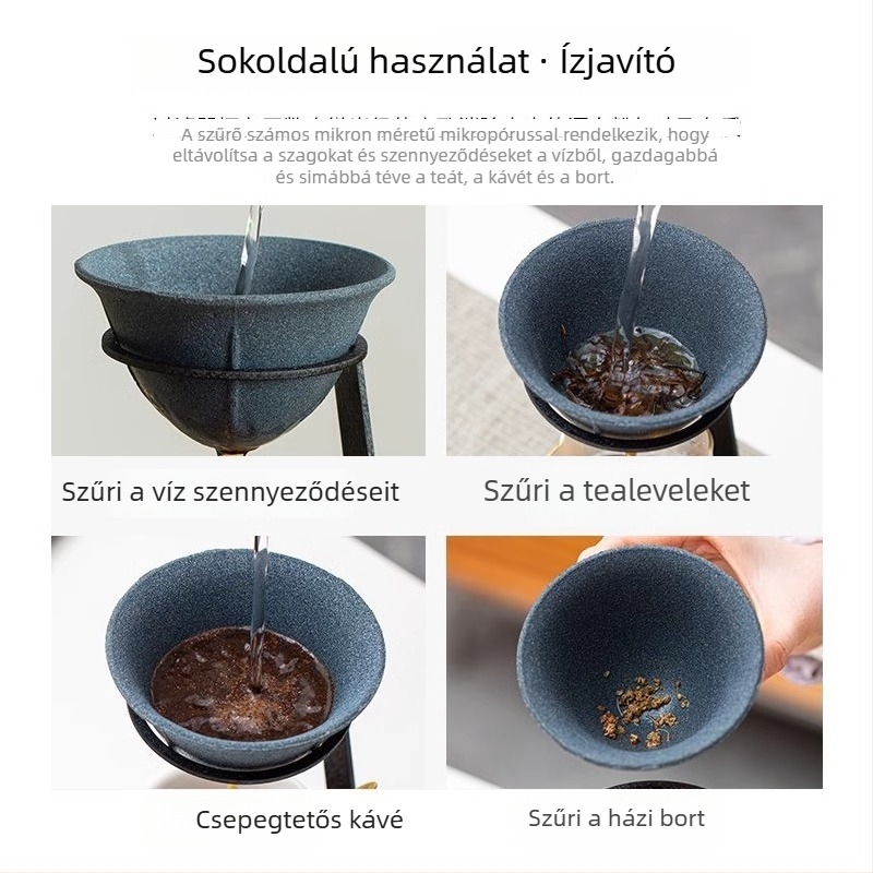 Nem porózus ásványkő teafilter, kerámia teás pohár finom lyukakkal, tea és kávé készítésére, papír szűrő nélkül