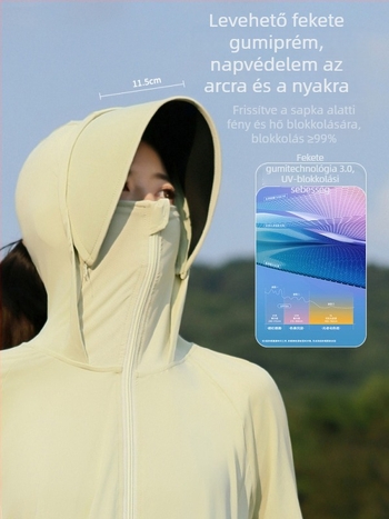 Női kültéri UV-védő kabát nyárra – könnyű, lélegző Ice Silk anyag, kapucnival, bő szabás