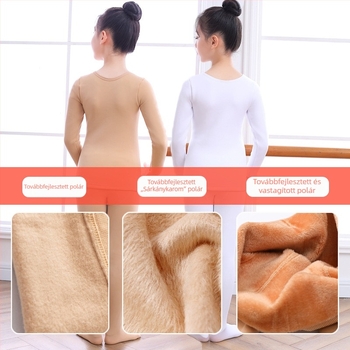 Gyermekek táncruha: bőrszínű top fleece bélésével, vastagított és testhez álló kivitel a fellépésekhez