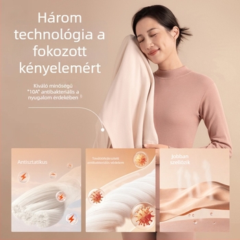 Női 100% pamut termo alsó- és felső szett őszre–télre, alapréteg, hosszú ujjú felső és hosszú nadrág középkorú és idős nőknek