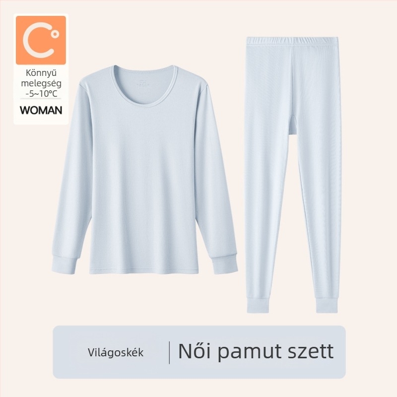 Női 100% pamut termo alsó- és felső szett őszre–télre, alapréteg, hosszú ujjú felső és hosszú nadrág középkorú és idős nőknek