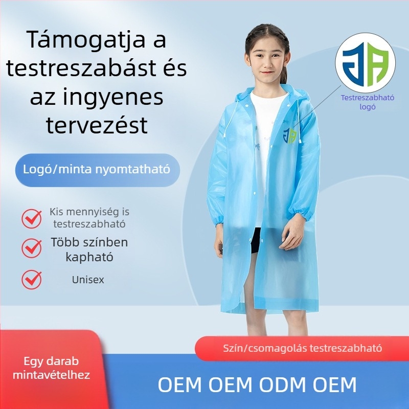 Gyerekeknek szóló EVA esőponcsó, vastag, újrahasználható, iskolai használatra, 7–12 évesek