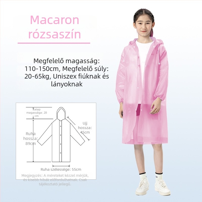 Gyerekeknek szóló EVA esőponcsó, vastag, újrahasználható, iskolai használatra, 7–12 évesek
