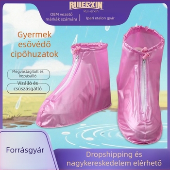 Gyermekek számára vízálló cipővédő esős napokra, PVC vastított, csúszásmentes, univerzális méret