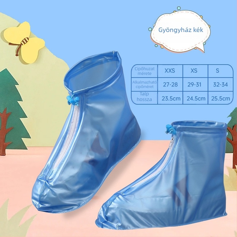 Gyermekek számára vízálló cipővédő esős napokra, PVC vastított, csúszásmentes, univerzális méret