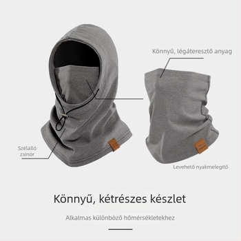 Téli kerékpáros kapucni beépített nyakmelegítővel és arcvédő maszkkal, szélvédett és meleg