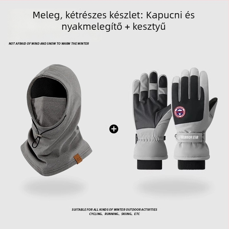 Téli kerékpáros kapucni beépített nyakmelegítővel és arcvédő maszkkal, szélvédett és meleg