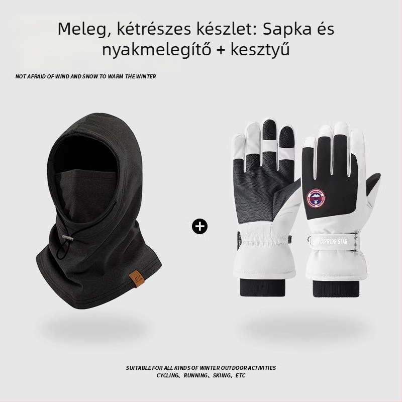 Téli kerékpáros kapucni beépített nyakmelegítővel és arcvédő maszkkal, szélvédett és meleg