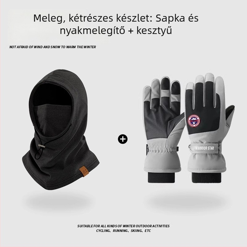 Téli kerékpáros kapucni beépített nyakmelegítővel és arcvédő maszkkal, szélvédett és meleg