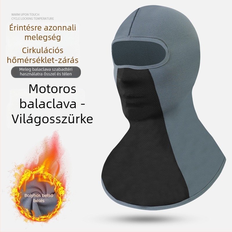 Polár béléses vastag kapucni motorkerékpáros használatra, integrált arcmaszkkal és síkendővel