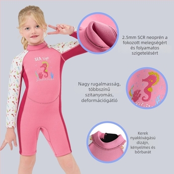 24 új gyermekeknek szánt 2.5 mm-es egy darabos neoprénes búvárruha sznorkelezéshez, meleg és tartós, karikatúra mintával