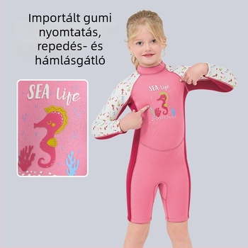 24 új gyermekeknek szánt 2.5 mm-es egy darabos neoprénes búvárruha sznorkelezéshez, meleg és tartós, karikatúra mintával