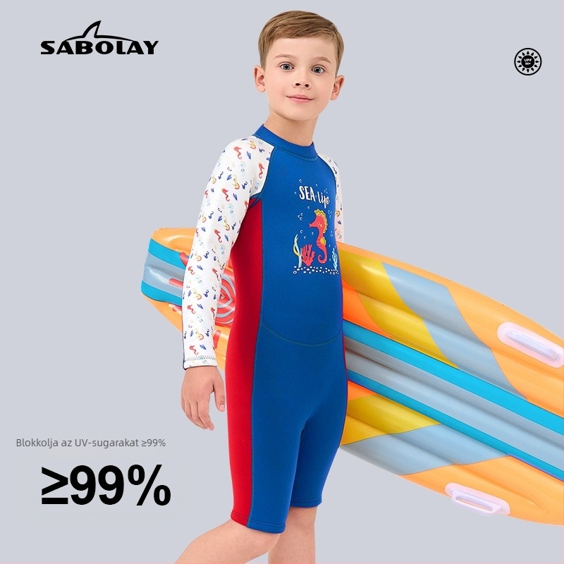 24 új gyermekeknek szánt 2.5 mm-es egy darabos neoprénes búvárruha sznorkelezéshez, meleg és tartós, karikatúra mintával
