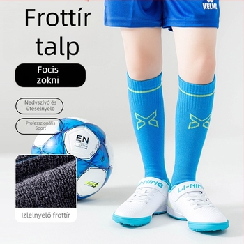 Professzionális gyermek futball zokni terry talppal, csúszásmentes, nedvszívó, edzéshez, fiúknak és tiniknek
