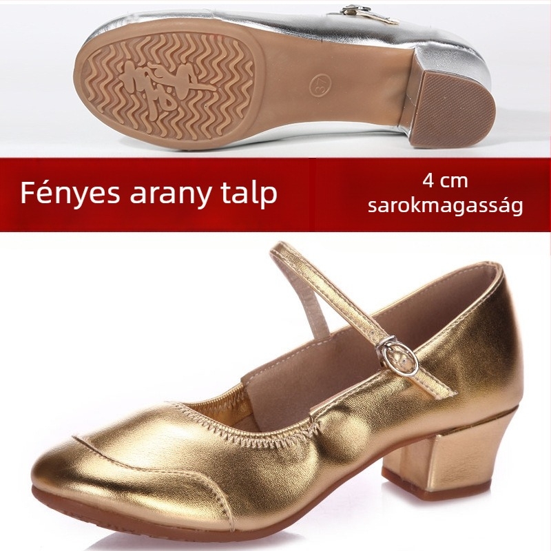 Női ezüst táncos cipő, latin- és kvadrát tánchoz, puha talpú, könnyű, előadásokhoz
