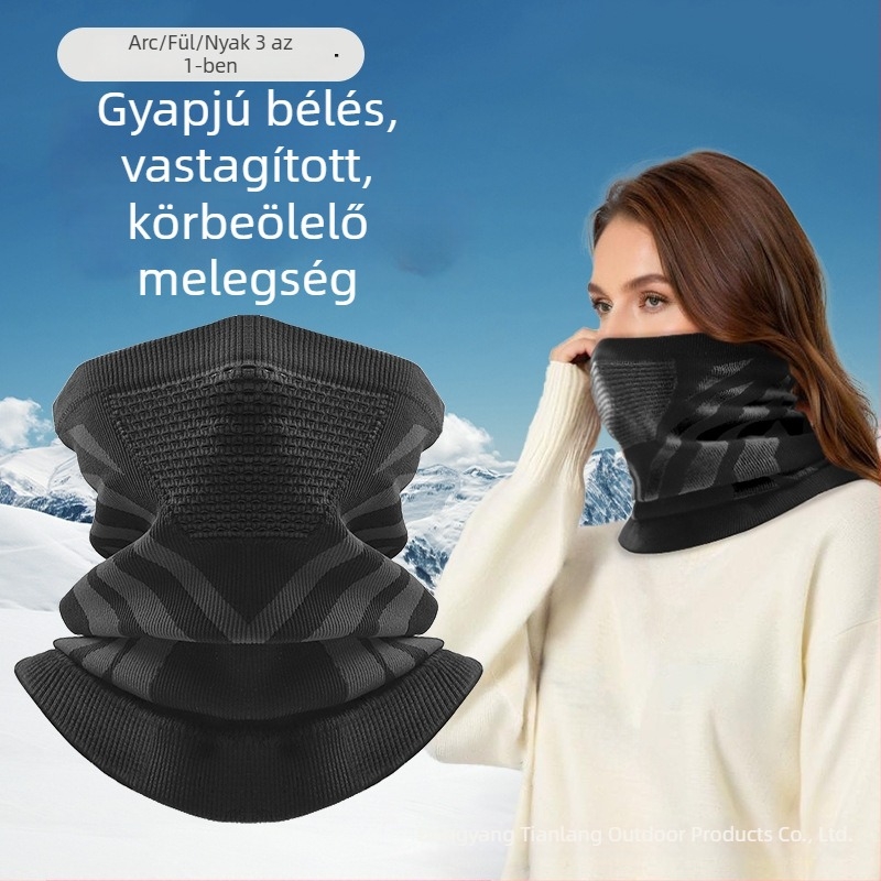 Téli nyakmelegítő fleece-béléssel, vastag kötött, kültéri kerékpározáshoz, síeléshez, hegymászáshoz és horgászathoz – meleg, raktáron