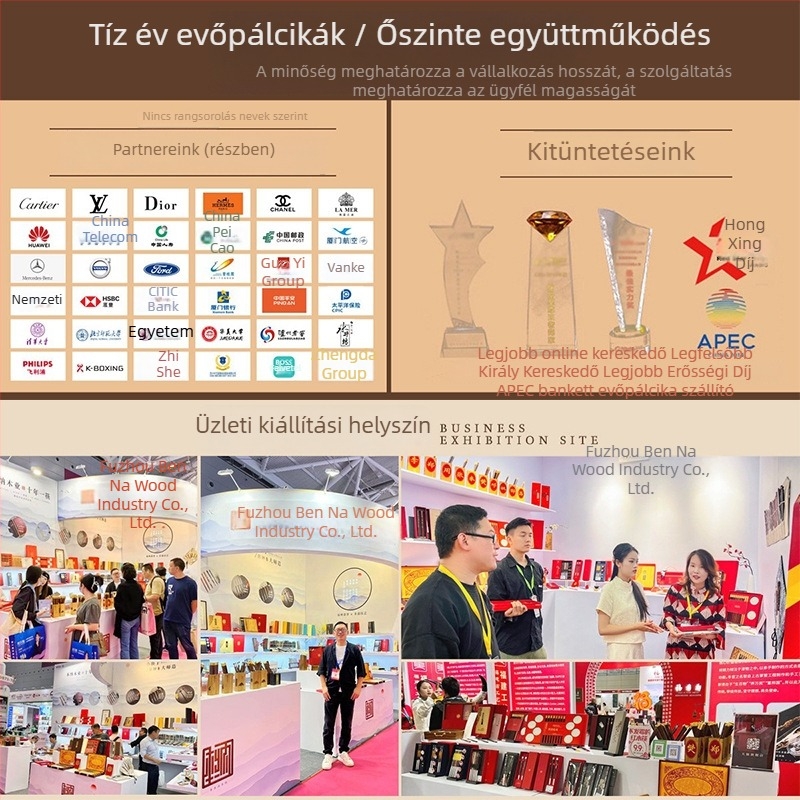 Tizenkét állatövi jelű evőpálcika mahagóniából, tömörfa, gravírozott logóval, ajándék