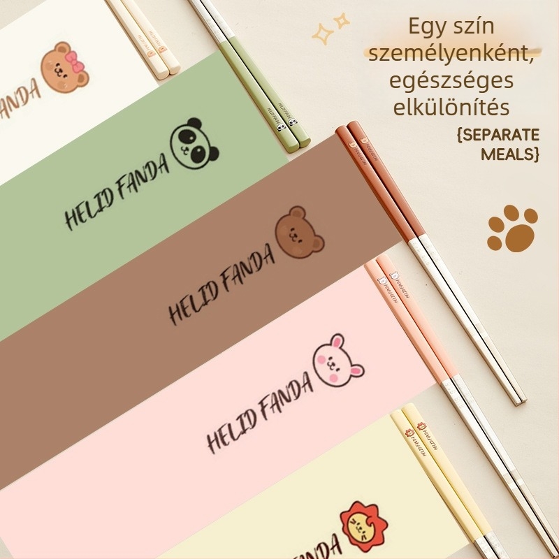 Medve család: 316 rozsdamentes acél evőpálcikák – hőálló, penészálló, csúszásmentes, egy személyre, kreatív étkezési készlet