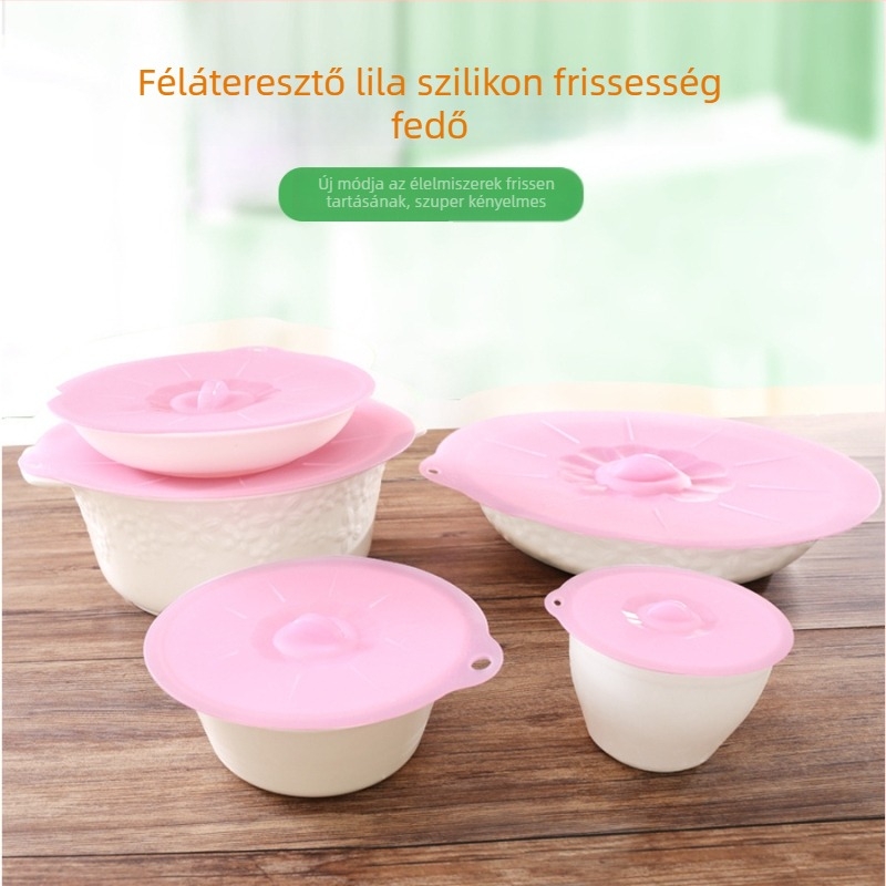 Szilikon frissességmegőrző fedőkészlet – mikrohullámú sütőhöz alkalmas zárófedelek, mosható és újrahasználható
