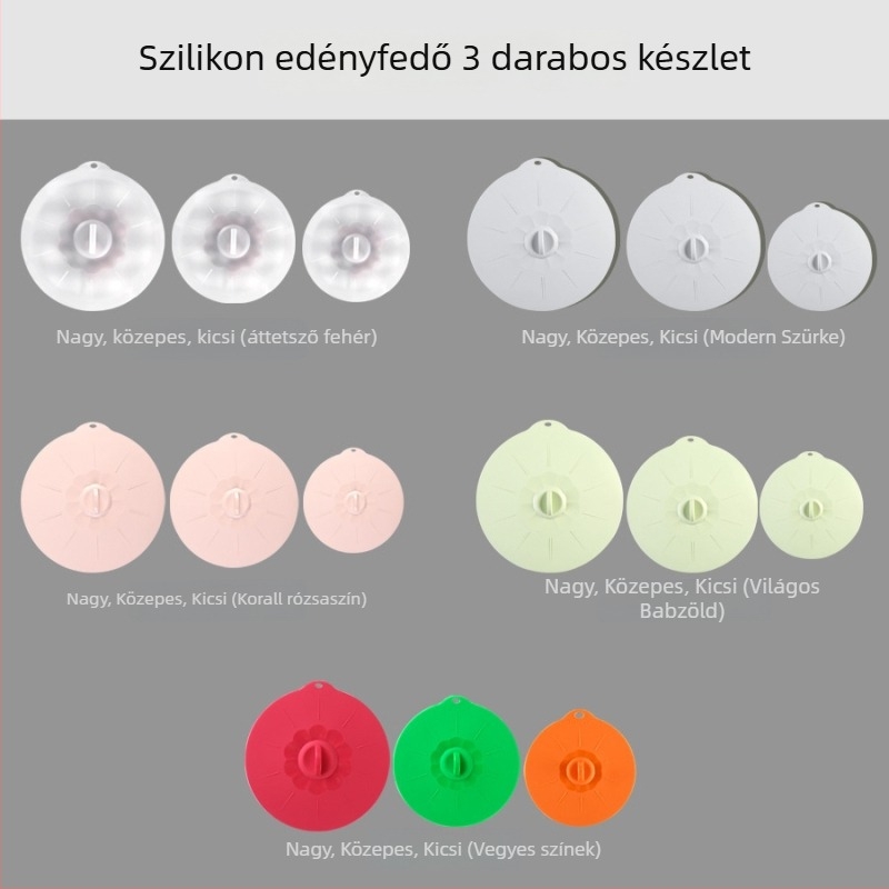 Szilikon frissességmegőrző fedőkészlet – mikrohullámú sütőhöz alkalmas zárófedelek, mosható és újrahasználható