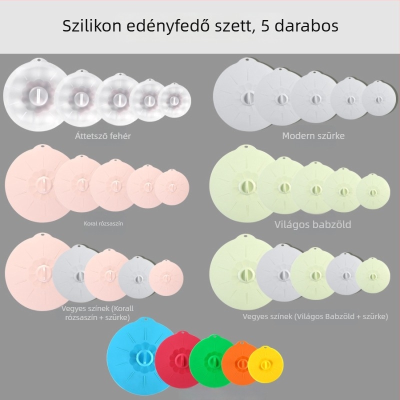 Szilikon frissességmegőrző fedőkészlet – mikrohullámú sütőhöz alkalmas zárófedelek, mosható és újrahasználható