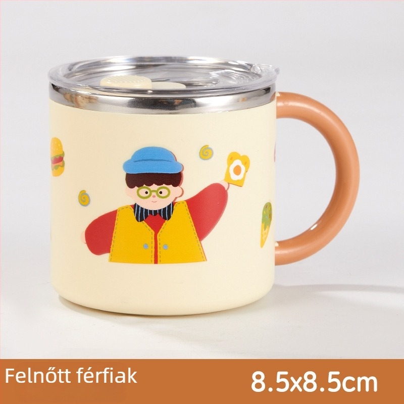 304 rozsdamentes acélból készült dupla falú tejesbögre fedéllel, hordozható