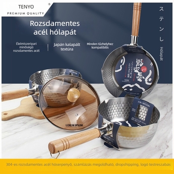 TY-XPG 304 rozsdamentes acél Snow Pan fa fogantyúval, fedetlen felülettel, tej- és leveses fazék ajándékdobozban