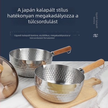 TY-XPG 304 rozsdamentes acél Snow Pan fa fogantyúval, fedetlen felülettel, tej- és leveses fazék ajándékdobozban