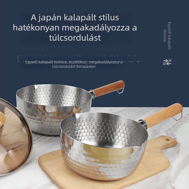 TY-XPG 304 rozsdamentes acél Snow Pan fa fogantyúval, fedetlen felülettel, tej- és leveses fazék ajándékdobozban