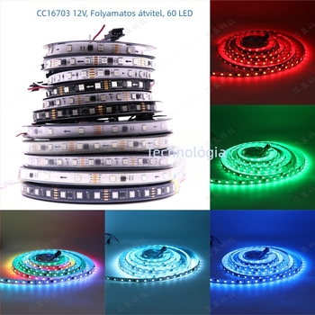 CC16703 Kültéri vízálló RGB LED szalag, teljes színskála, 12V alacsony feszültség, programozható hangulatvilágítás