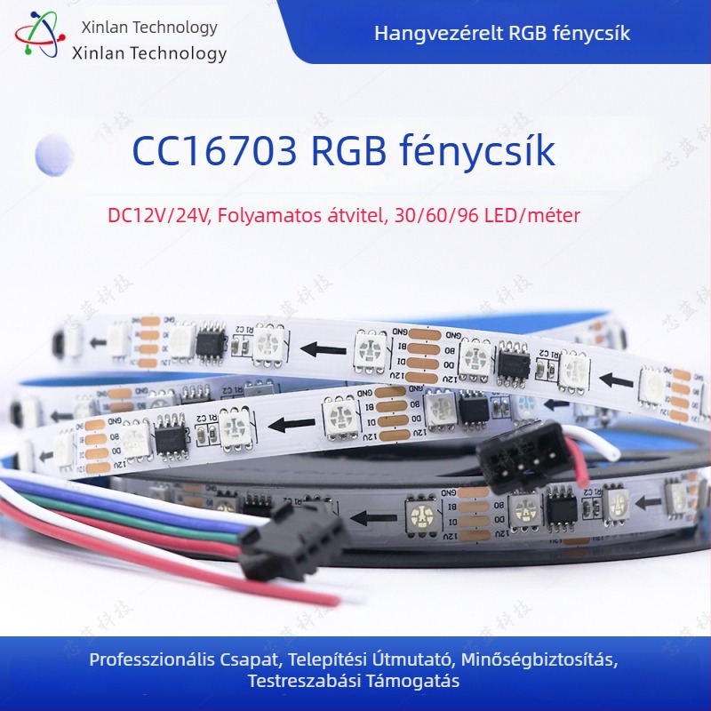 CC16703 Kültéri vízálló RGB LED szalag, teljes színskála, 12V alacsony feszültség, programozható hangulatvilágítás
