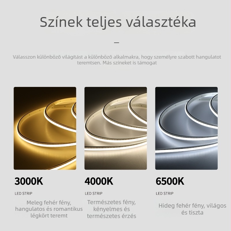 FCob sorozat LED szalag, öntapadó, kemény szilikonból, kültéri vízálló, 24V alacsony feszültség, rugalmas lineáris világítás