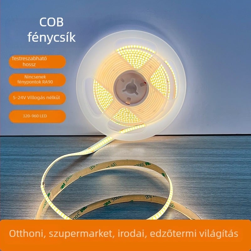 COB LED szalag, 320 LED, alacsony feszültség, mennyezetre szerelhető hangulatvilágítás, öntapadós